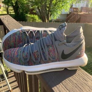 Pre-owned: Nike KD Grey 10 Low-Top Sneakers, Multicolor Knit SZ 8.5: 897815-900